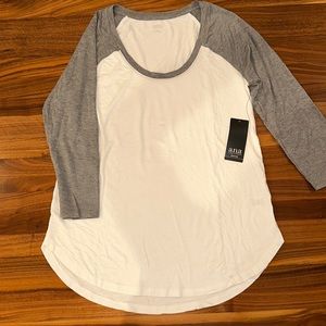 NWT a.n.a. Grey White baseball tee - 3/4 sleeves